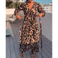 💃LAST DAY SALE 49% OFF🔥Women's Leopard Print V-Neck Long Sleeved Dress