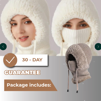 🔔NEW YEAR SALE 50% OFF🔥🔥Women’s Thermal Knit Hood – Fleece-Lined Winter Hat, Neck Warmer & Face Cover Combo