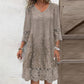 Elegant half sleeve v-neck lace dress for women