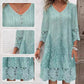 Elegant half sleeve v-neck lace dress for women