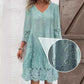 Elegant half sleeve v-neck lace dress for women