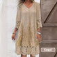 Elegant half sleeve v-neck lace dress for women