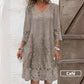 Elegant half sleeve v-neck lace dress for women
