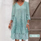 Elegant half sleeve v-neck lace dress for women