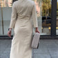 💌 Mother's Day limited sale 49% off🌈Round Neck Waist Ruched Hem Long Sleeve Dress