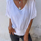 🔥BUY 3 PAY FOR 2 (Each only￡7.99!!)🔥Simple Solid Color V-Neck Half-Sleeve T-Shirt💛