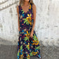 🔥Last Day Promotion-49%OFF🔥Women's Leaves Pattern V-Neck Sleeveless Floor-Length Dress