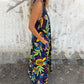 🔥Last Day Promotion-49%OFF🔥Women's Leaves Pattern V-Neck Sleeveless Floor-Length Dress