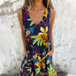 🔥Last Day Promotion-49%OFF🔥Women's Leaves Pattern V-Neck Sleeveless Floor-Length Dress
