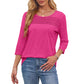 💜 LAST DAY PROMOTION - 50%OFF💜Women’s Pleated Detail 3/4 Sleeve Casual T-Shirt