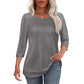 💜 LAST DAY PROMOTION - 50%OFF💜Women’s Pleated Detail 3/4 Sleeve Casual T-Shirt