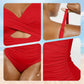 🏖️Last Day Special Price: ONLY ￡9.99!!🩱Women's Solid Ribbed Cutout-Front Shaping Swimsuit👙
