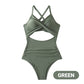 🏖️Last Day Special Price: ONLY ￡9.99!!🩱Women's Solid Ribbed Cutout-Front Shaping Swimsuit👙