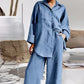 Women's Casual Loose Fit Shirt & Pants Two-Piece Set