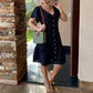 💕LAST DAY SALE 49% OFF💕Women's Fashion Solid Color V-Neck Button Loose Dresses