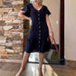 💕LAST DAY SALE 49% OFF💕Women's Fashion Solid Color V-Neck Button Loose Dresses
