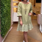 Green Ruffle Trim Mini Dress