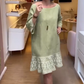 Green Ruffle Trim Mini Dress