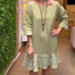 Green Ruffle Trim Mini Dress