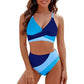 Women's Color-Block Criss Cross Lace Back Swimwear Set