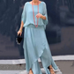🌹Spring Promotion🌹Loose Top & Slit Wide-Leg Pants Chiffon 2-Piece Set