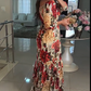 🌹HOT SALE 49% OFF🌹Women's V-Neck Floral Printed Pleated Dress