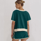 ✨✨50% OFF！ Effortlessly rejuvenated girly 💖 color-blocked short-sleeved top + shorts set (women's). 👗