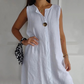 ⏰Last Day Hot Sale!!⌛☁️V-neck Cotton-Linen Sleeveless Dress🎐