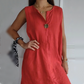 ⏰Last Day Hot Sale!!⌛☁️V-neck Cotton-Linen Sleeveless Dress🎐