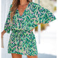 🔥Summer Cool Deal: 49% OFF!!🔥Women's Summer Casual V-Neck Printed Jumpsuit with Waist Tie and Dolman Sleeves🎀