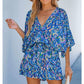 🔥Summer Cool Deal: 49% OFF!!🔥Women's Summer Casual V-Neck Printed Jumpsuit with Waist Tie and Dolman Sleeves🎀