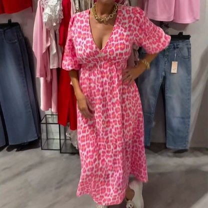 💖Summer Hot Sale: 49% OFF!!💖Women's V-Neck Printed Dress 2