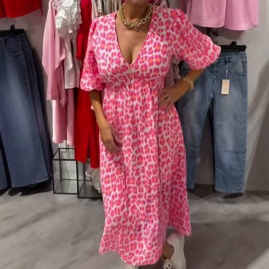 💖Summer Hot Sale: 49% OFF!!💖Women's V-Neck Printed Dress 2