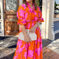 Women's Elegant Ruffled Print Maxi Dress