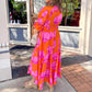 Women's Elegant Ruffled Print Maxi Dress