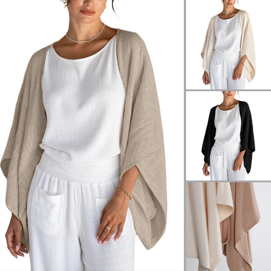 🔥Special Price £14.95!!💝Women's Linen Cardigan 3/4 Sleeve Open Front Loose Cover Ups Lightweight Shrug 2