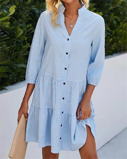 🍂Autumn Sales 49% OFF🔥Women's Button Down 3/4 Sleeve Shirt Dress