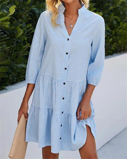 🍂Autumn Sales 49% OFF🔥Women's Button Down 3/4 Sleeve Shirt Dress