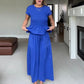 Women’s Pleated Top & Wide-Leg Pants Set