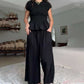 Women’s Pleated Top & Wide-Leg Pants Set