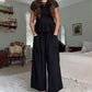 Women’s Pleated Top & Wide-Leg Pants Set