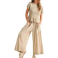 Women’s Pleated Top & Wide-Leg Pants Set