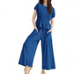 Women’s Pleated Top & Wide-Leg Pants Set