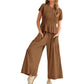 Women’s Pleated Top & Wide-Leg Pants Set