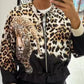 ⏰FLASH SALE 50% OFF💝Leopard Unique Print Zipper Drawstring Hem Bomber Jacket