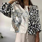 ⏰FLASH SALE 50% OFF💝Leopard Unique Print Zipper Drawstring Hem Bomber Jacket