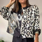 ⏰FLASH SALE 50% OFF💝Leopard Unique Print Zipper Drawstring Hem Bomber Jacket