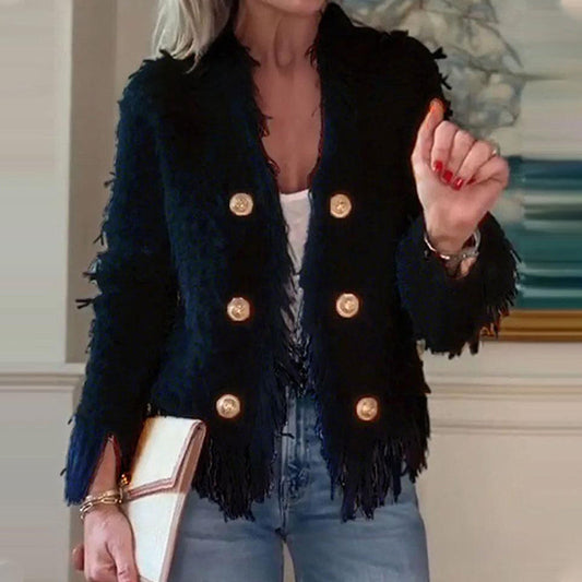 ⏳50% OFF today only!⏰Women’s Fashion Button Tassel Short Coat