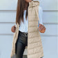 ⏳LIMITED SALE 70% OFF✨Women’s Zip-Up Long Puffer Vest👗 | Solid Color | Sleeveless | Hooded | Winter Wear 💕