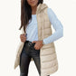 ⏳LIMITED SALE 70% OFF✨Women’s Zip-Up Long Puffer Vest👗 | Solid Color | Sleeveless | Hooded | Winter Wear 💕